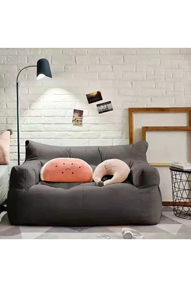  Lüx Konfor Çift Kişilik Mikro Partikül Süngerli Koltuk - Koyu Gri